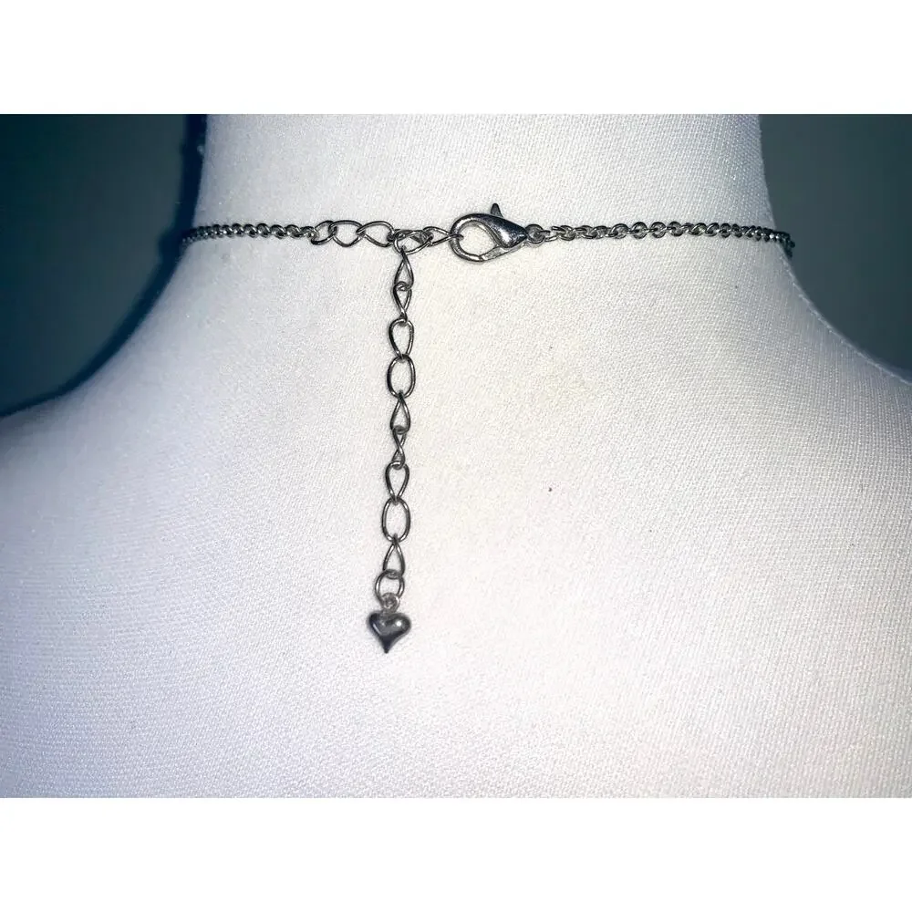 Vintage Silver Double Strand Clear Prism Crystal Drop Statement Necklace